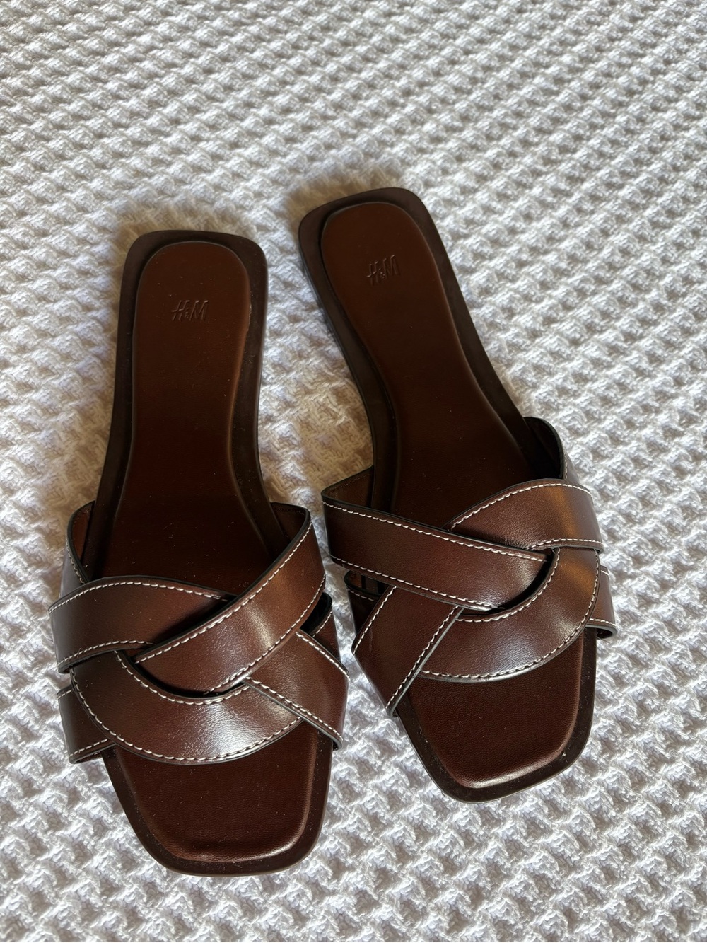 H&M Dark Brown Crossover Slide Mules